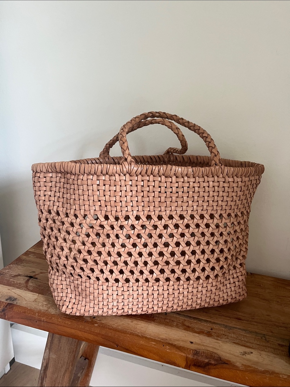Woven genuine leather Anthropologie tote. Dragon diffusion style. - Picture 5 of 5